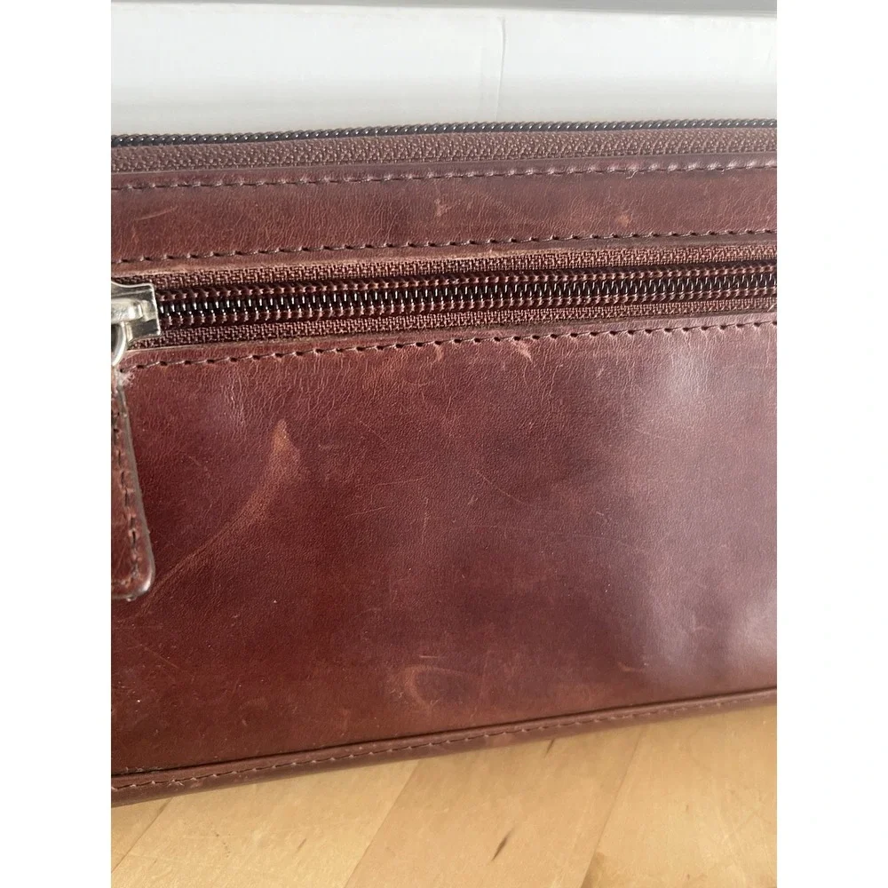 Mancini Women's Casablanca Collection Rfid‎ Secure Clutch Wallet Brown Nickel